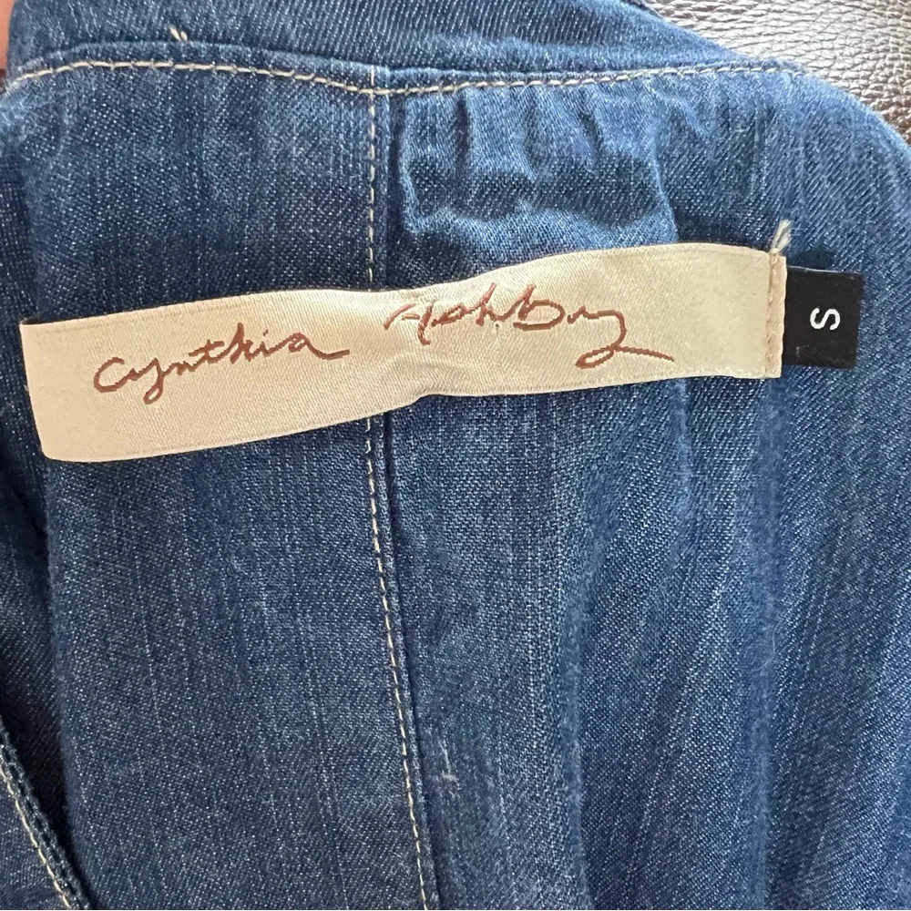 Cynthia Ashby Chambray Denim Asymmetrical Jacket Tunic